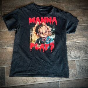 Chucky Child’s Play movie graphic t shirt Wanna Play? M